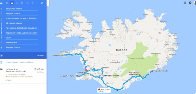 Islande Itinéraire